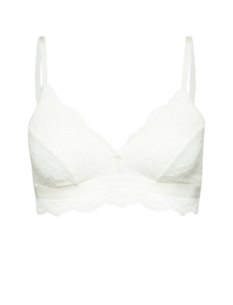 organic cotton non-wired bra with cotton-rich lace overlay and trim
