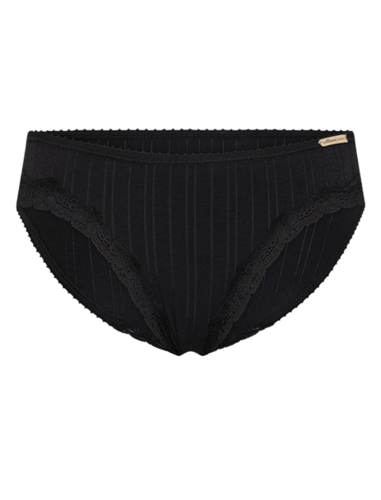 black organic cotton knickers with drop stitch detailing 