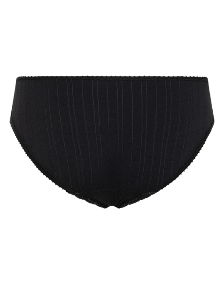 black organic cotton knickers with drop stitch detailing 