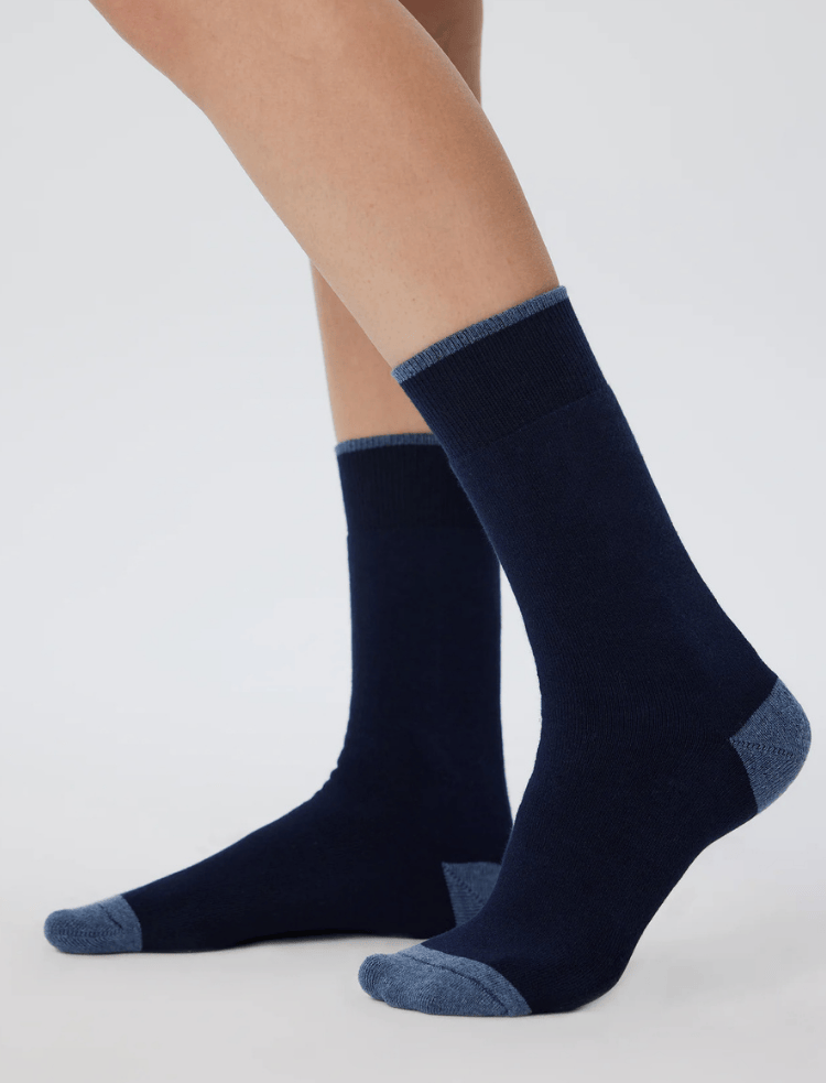 organic cotton terry ankle socks in black, navy blue and dark grey with contrast toe and heel 