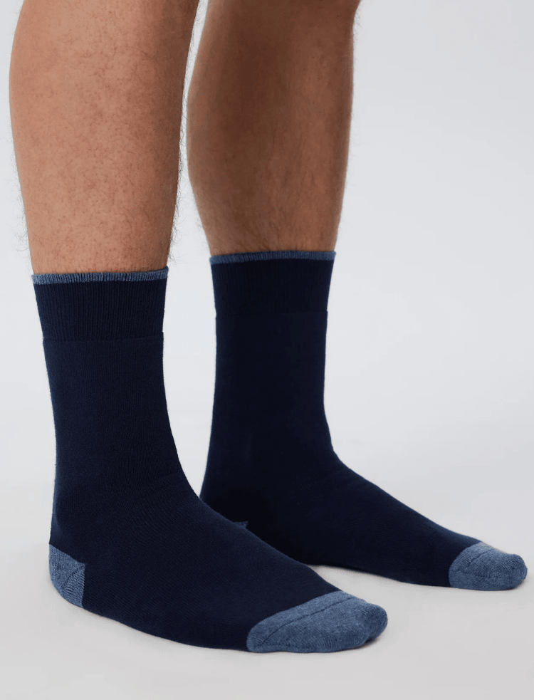 organic cotton terry ankle socks in black, navy blue and dark grey with contrast toe and heel 