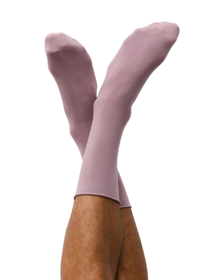 natural white pair of soft top socks rolled cuff at top of leg