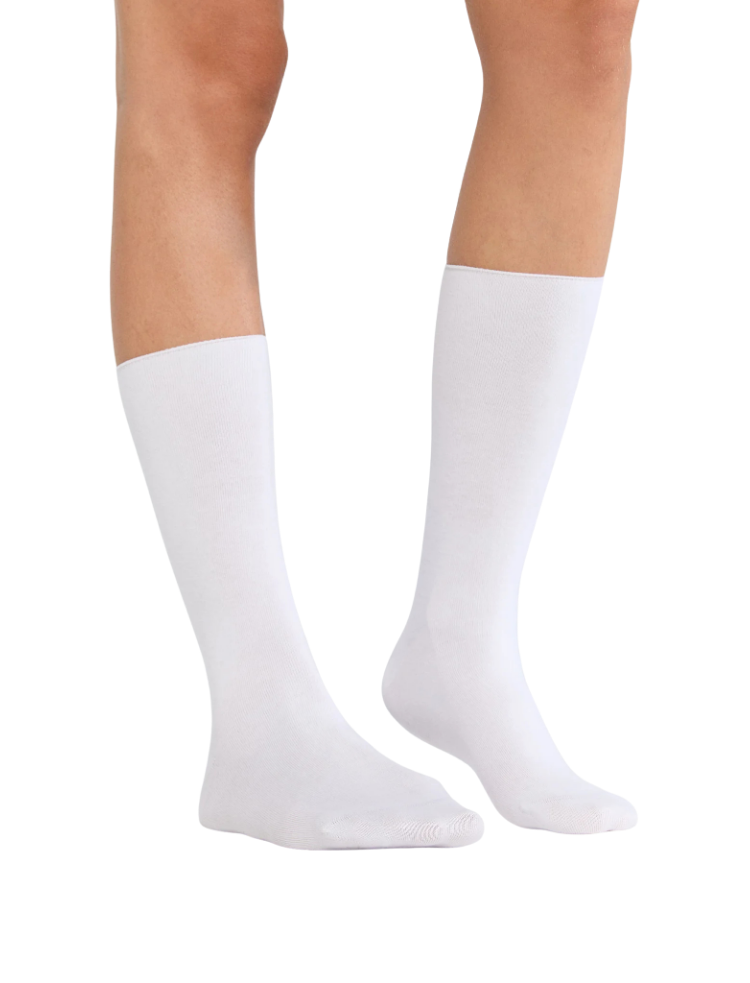natural white pair of soft top socks rolled cuff at top of leg