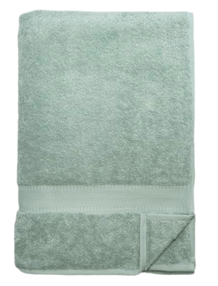 organic mint green cotton bath sheet folded 