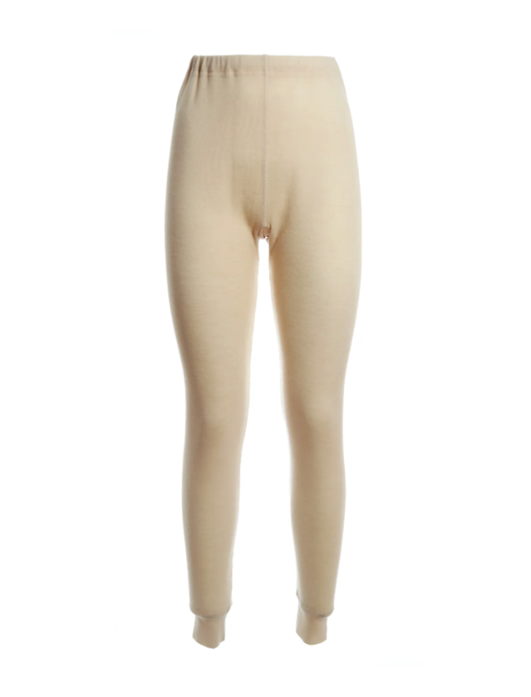 womens undyed and unbleached organic wool and silk long johns