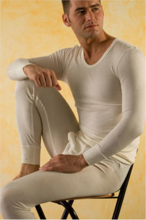 organic wool silk men s long sleeve vest