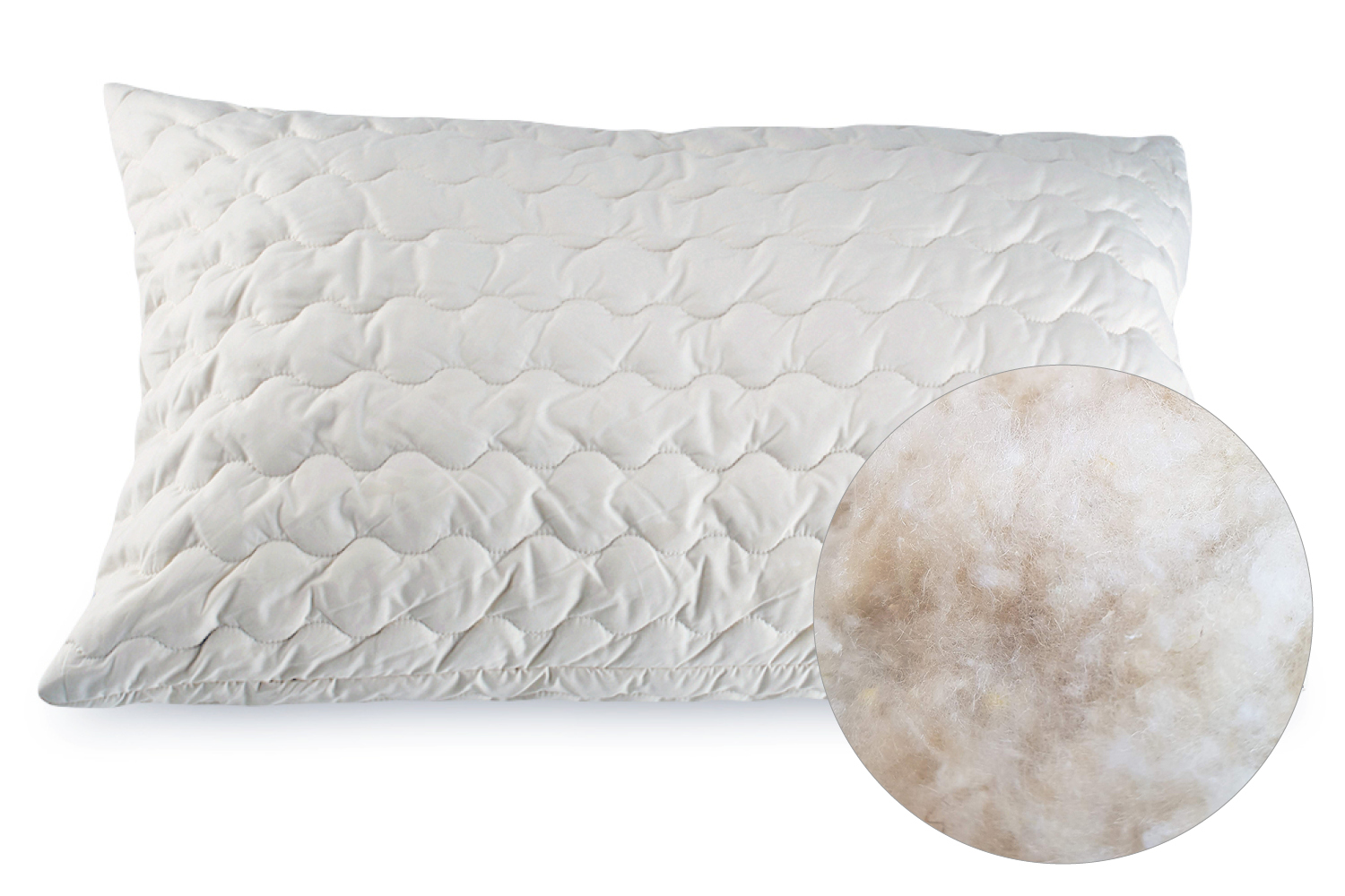 standard size raw silk pillow with organic cotton outer cover quilted with organic cotton 