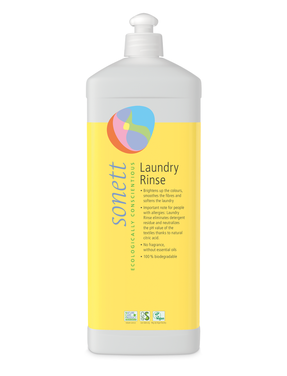 Sonett natural laundry rinse aid to brighten colours and eliminate detergent build up