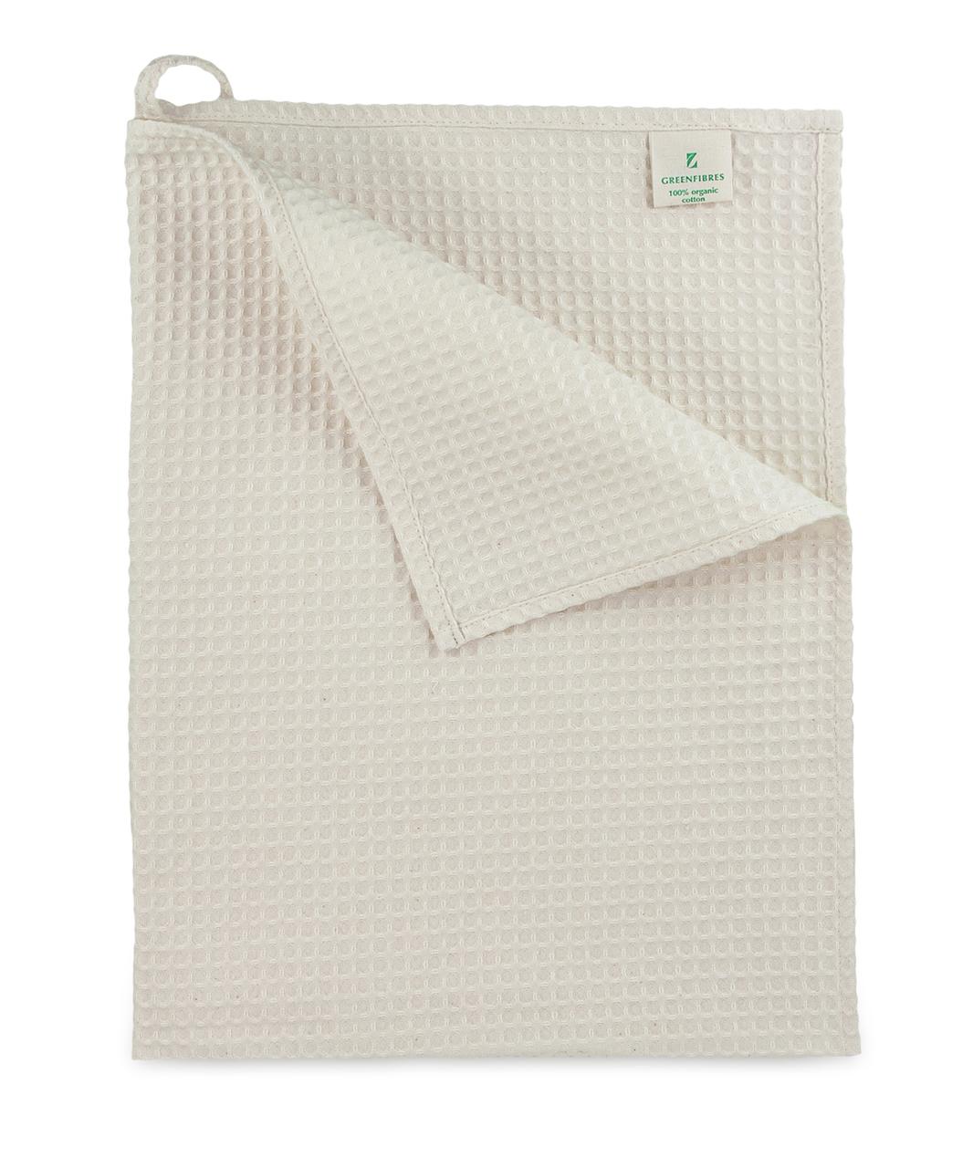 undyed unbleached organic cotton waffle cooks towel 