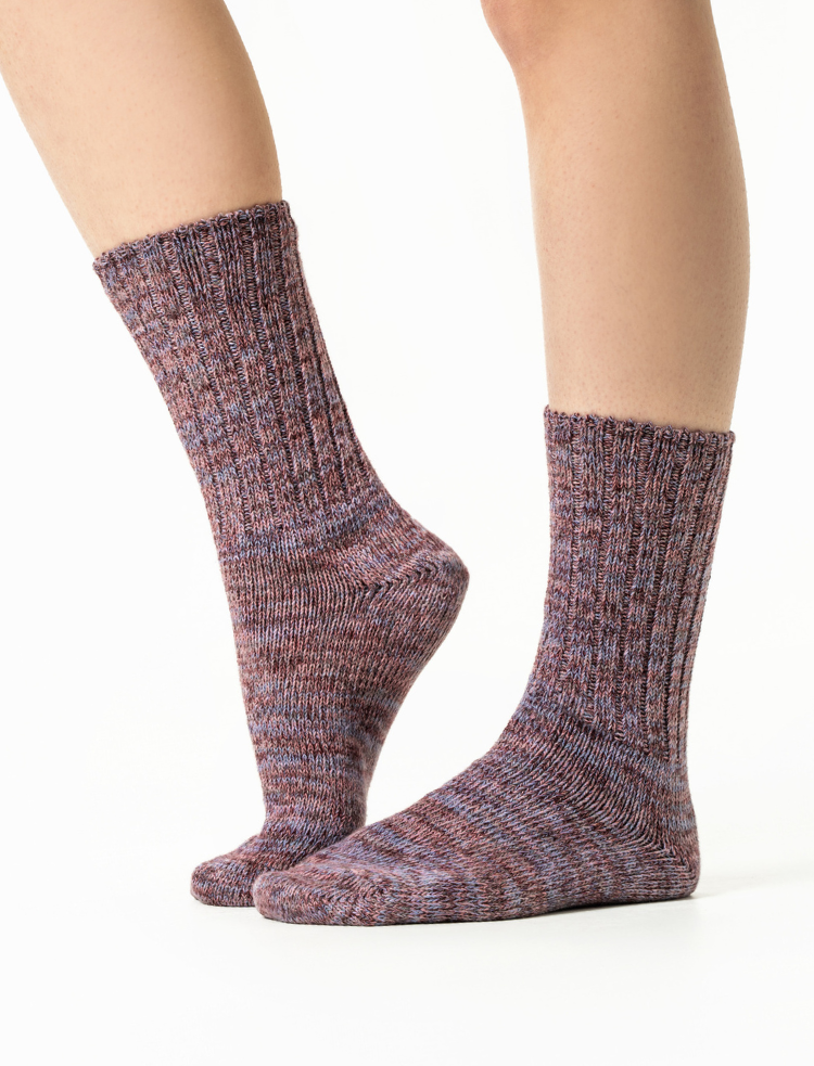 purple marle chunky rib organic cotton socks 