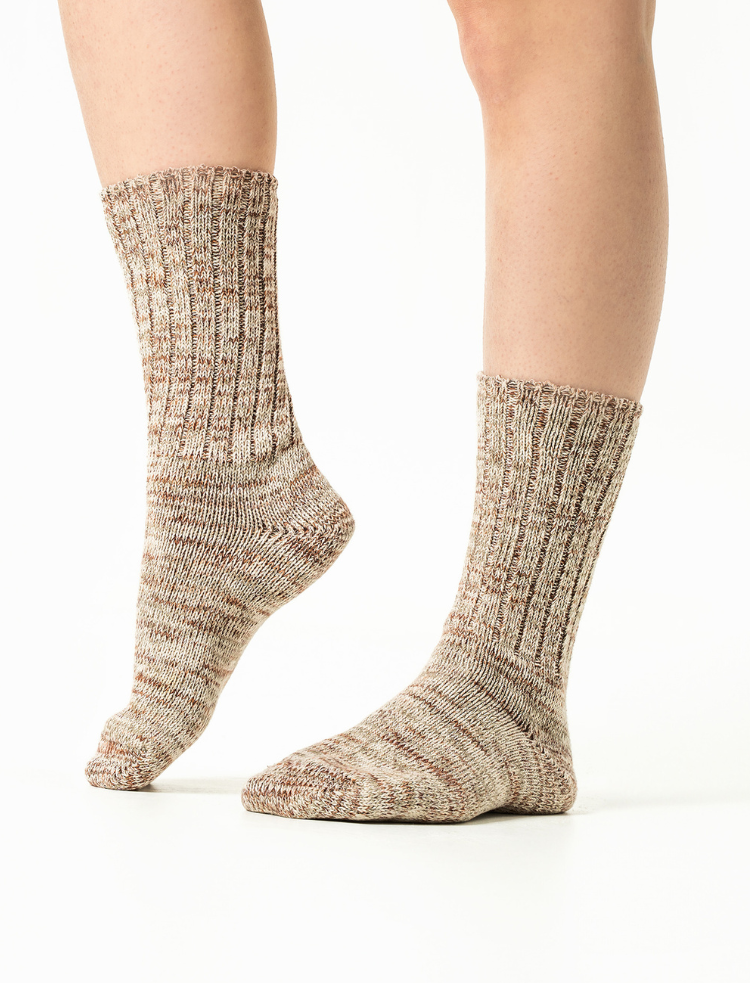 purple marle chunky rib organic cotton socks 