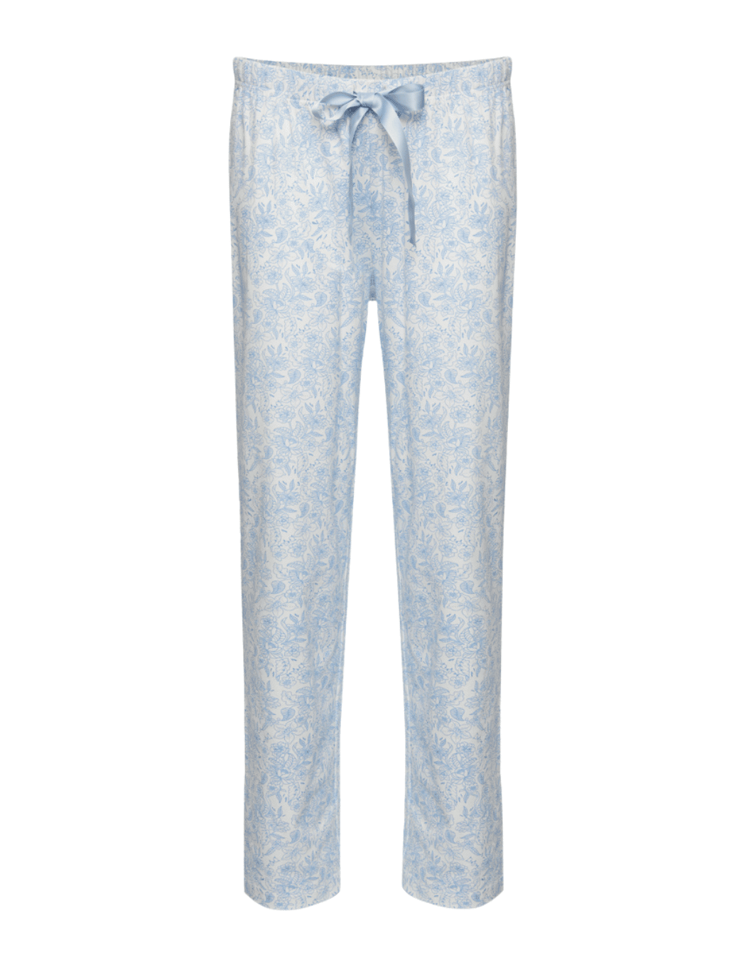 womens vintage rose pink organic cotton sleep trousers with ribbon bow fastening 