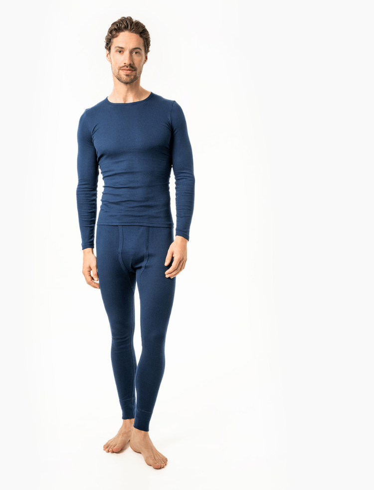 mens organic cotton long johns in sea green