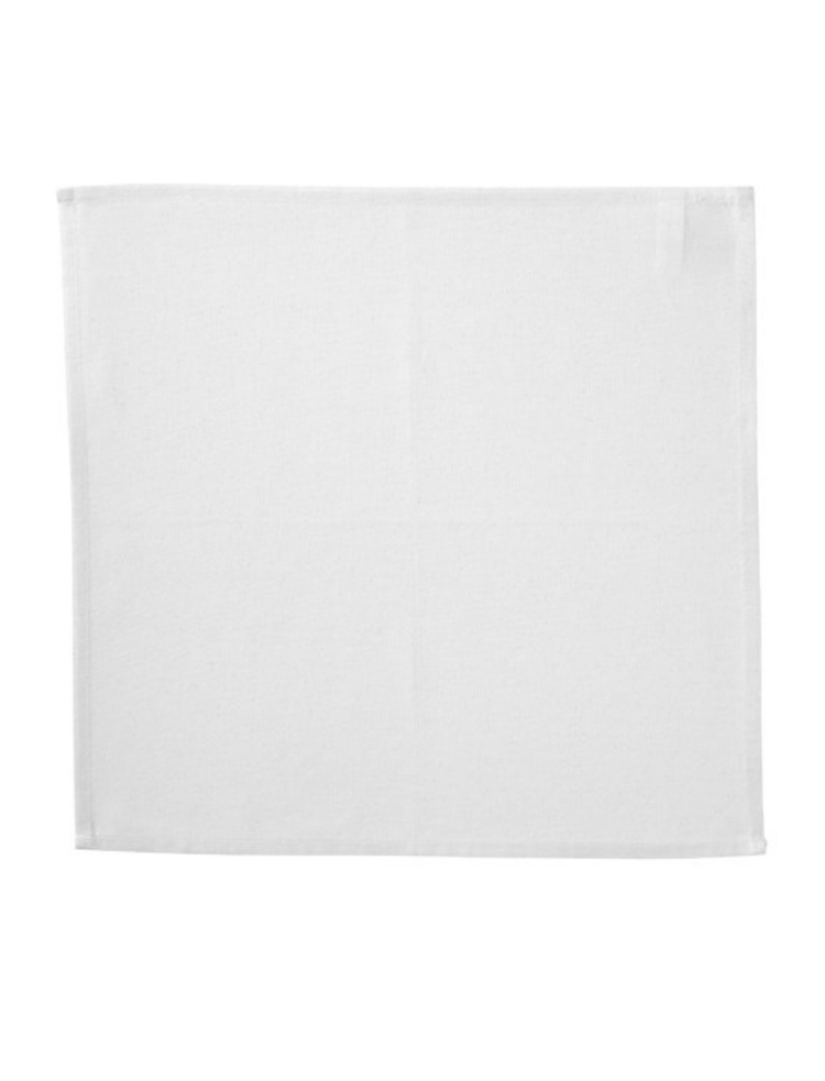 cutlery wrapped up in a white organic napkin, and a natural colour organic cotton napkin.