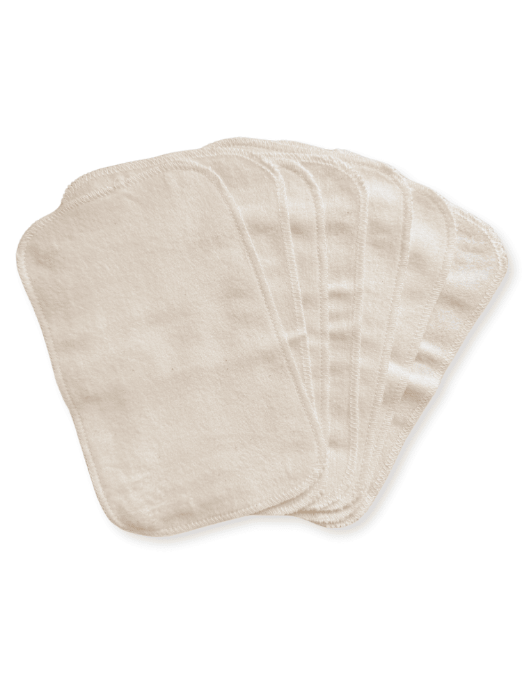 Pack of 7 organic cotton reusable wipes rectangle shape, undyed natural cotton colour 