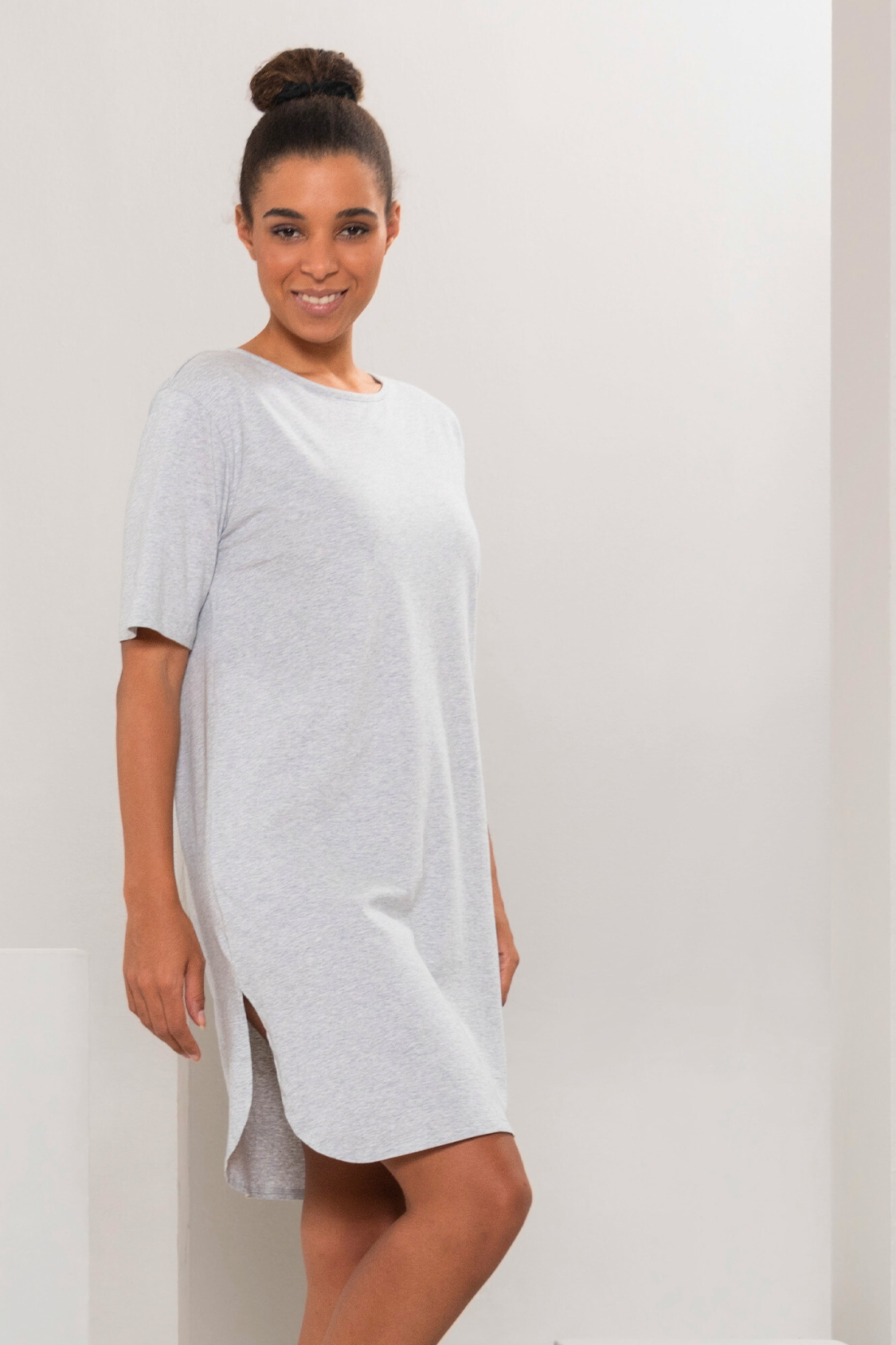 womens organic cotton night shirt in navy blue