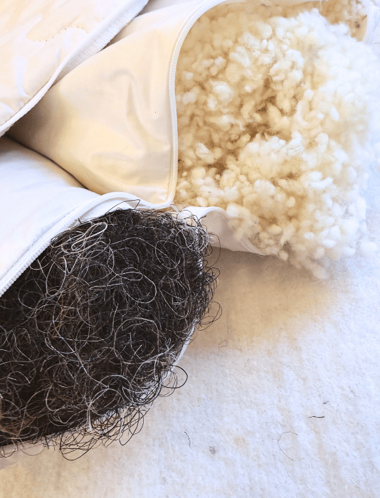 horsehair organic wool neck pillow
