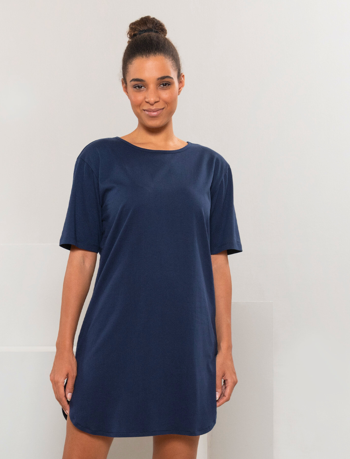womens organic cotton night shirt in navy blue