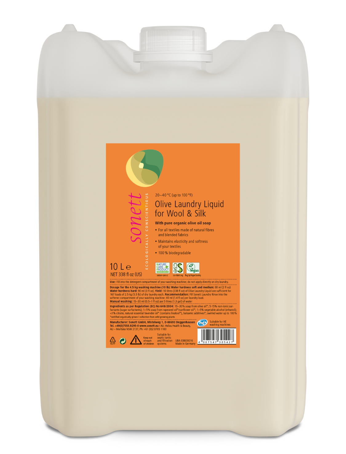 Sonett Organic Washing Powder - 10kg, Biodynamic, For Sensitive Skin & All Fabrics