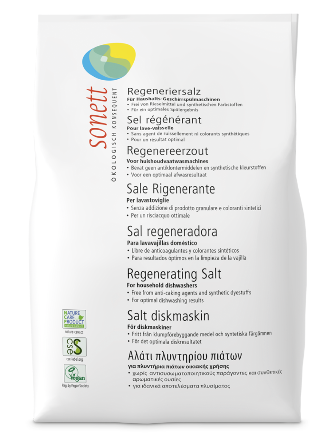 sonett regenerating salt for dishwashers in 2kg cardboard box