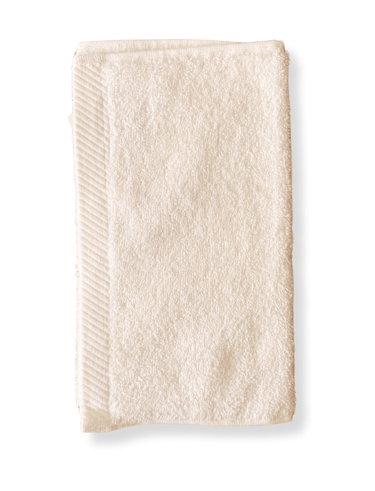 organic cotton guest towel in soft grey folded on a white background 
