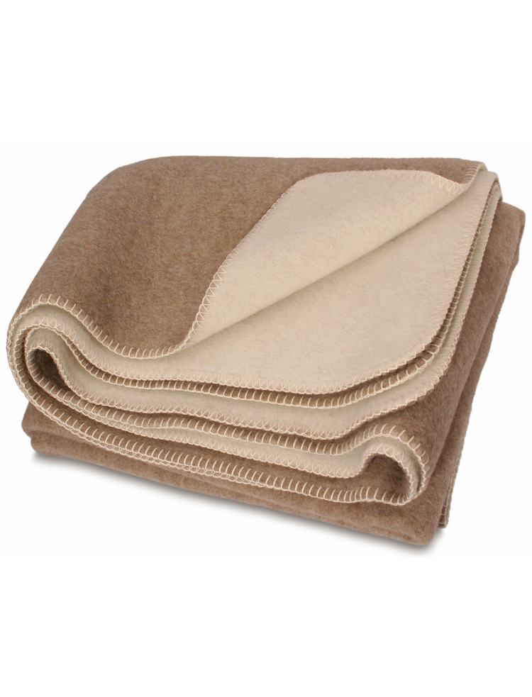 large natural undyed wool shaker blanket with natural wool contrasting colours on either side
