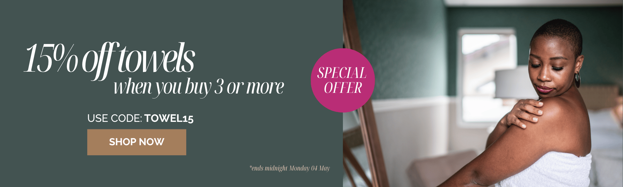 15% OFF TOWELS AT GREENFIBRES