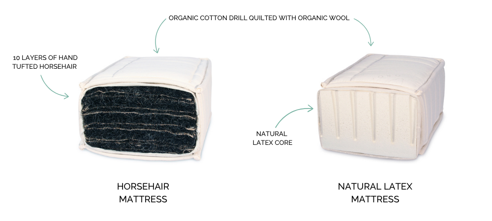 natural latex mattress and horsehair mattress