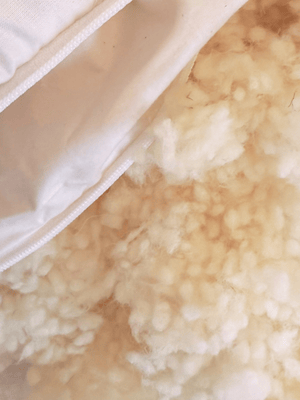 the inside of an organic wool duvet